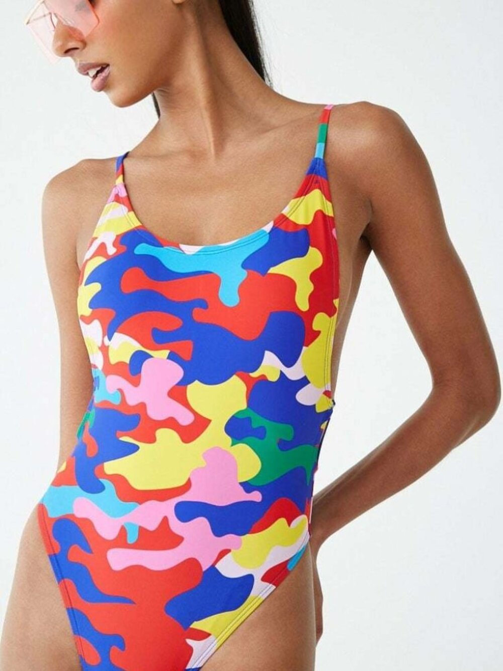 Forever 21 Pink Multicolor Camo One-Piece Swimsuit S/M/XL
